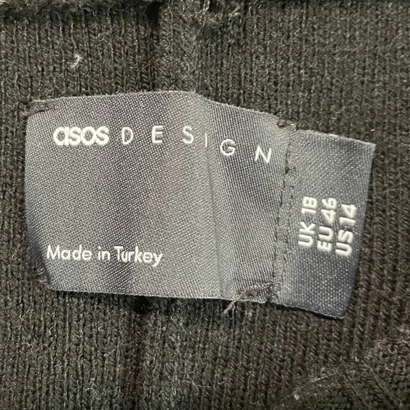 ASOS  Design Women’s Black Wide Leg Pants w Side Hem Split - Size 14 - Picture 6 of 8